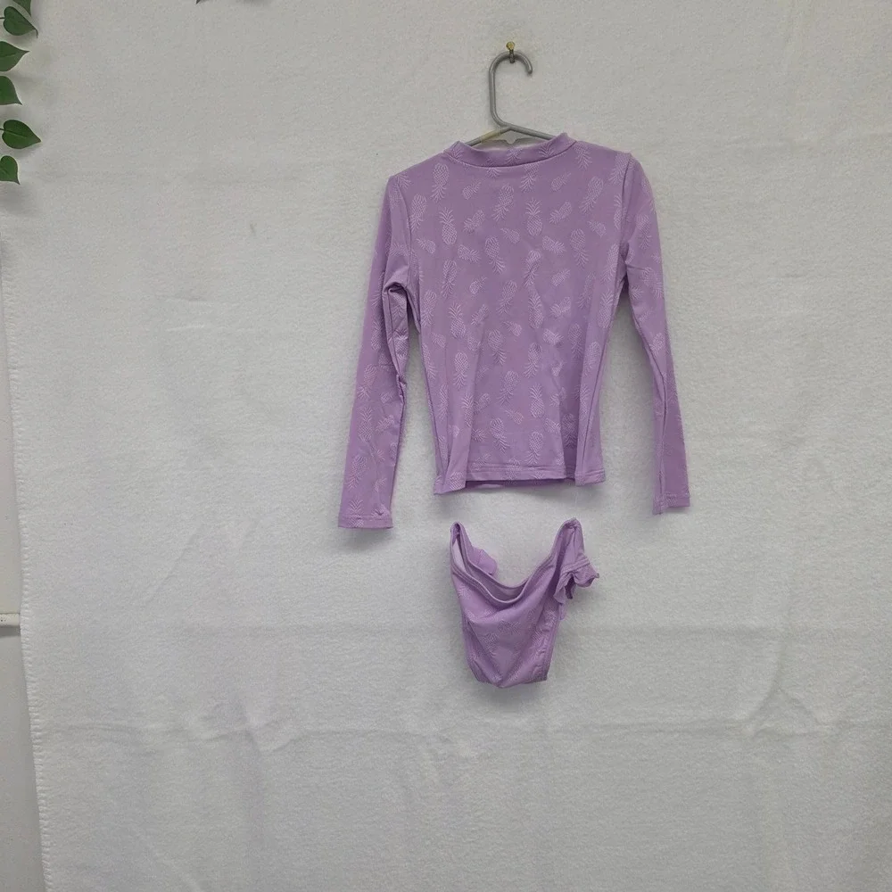 *NWT* Gottex Kids Purple Pineapple Textured Rash Guard Swimsuit Set Size 6